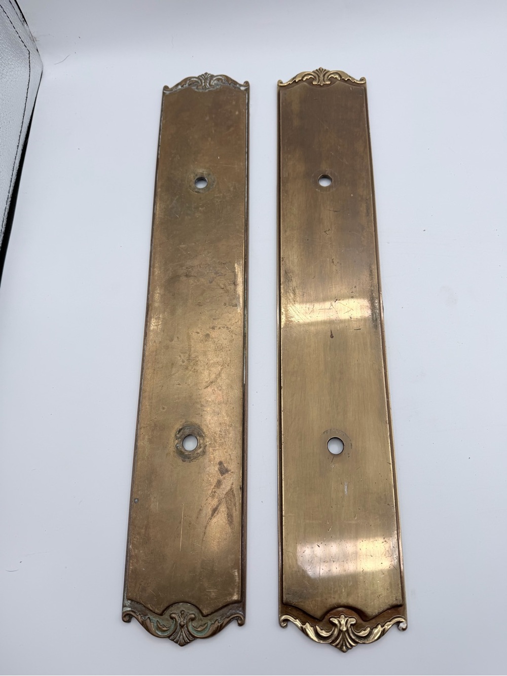 Antique Brass Tone Ornate Door Backplates - Pair